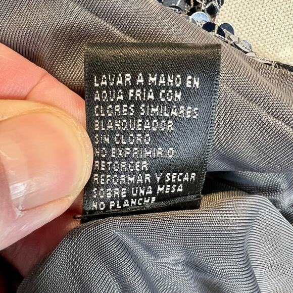 August Silk Knits Silver Sequin Scoop Neck Short Sleeve Top Woman's L - Picture 13 of 14